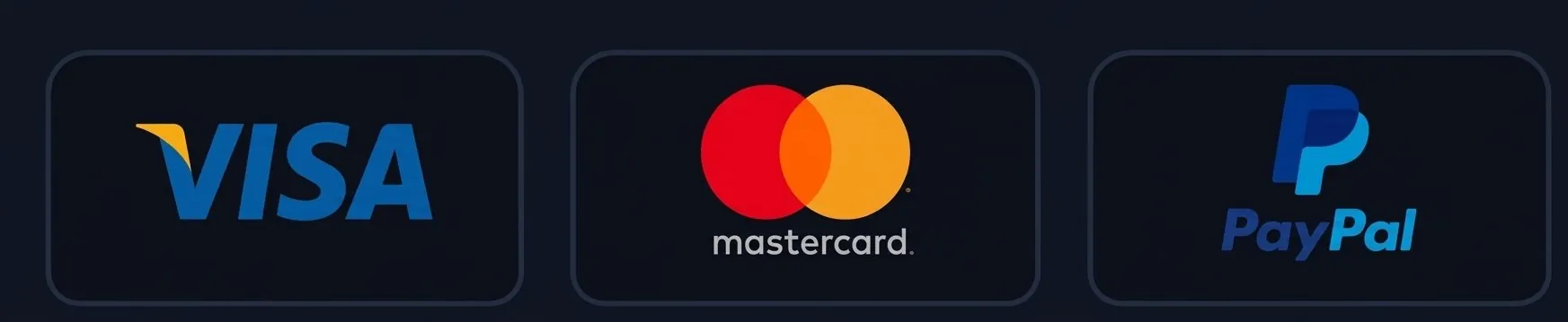 Visa, Mastercard, PayPal